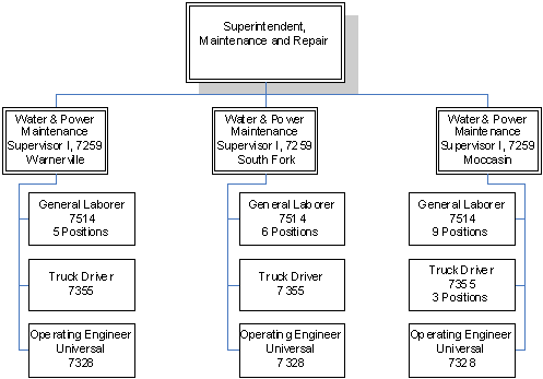 Organizational Chart of Water and Power Systems Maintenance Crews